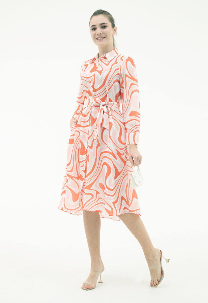 Abstract Allover Printed Dress