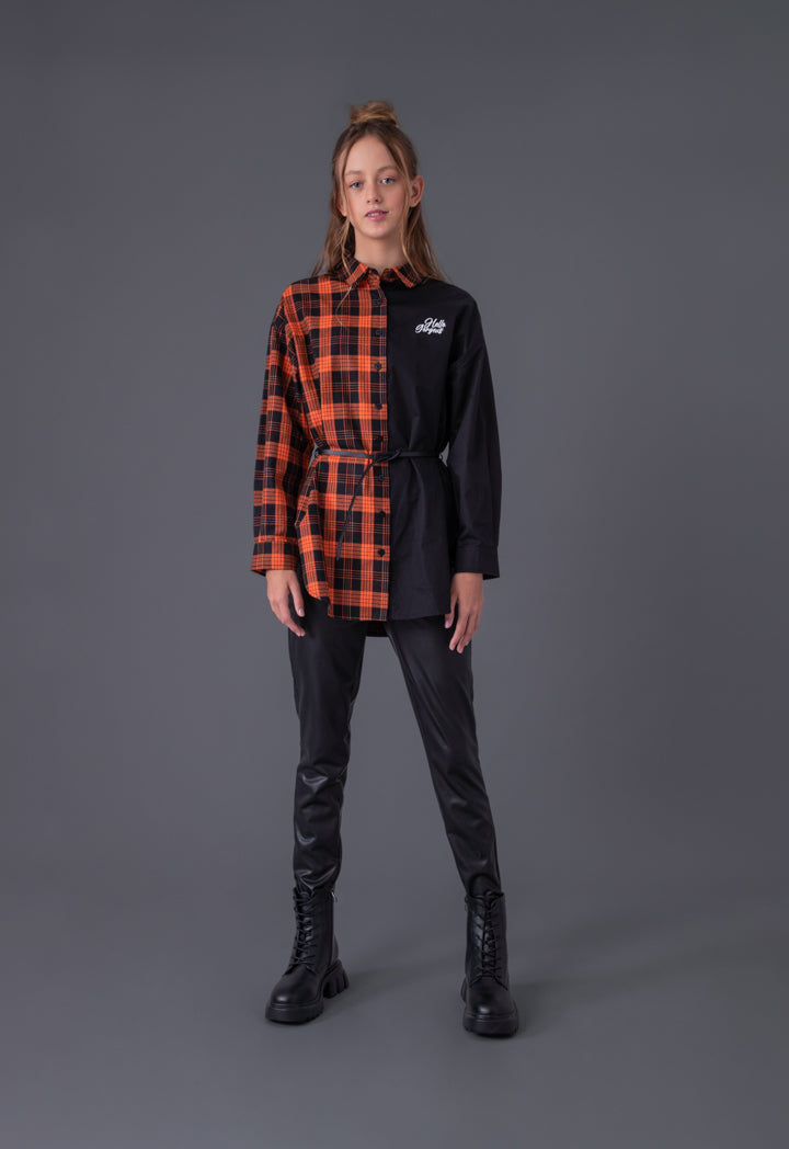 No Buckle Belted Split Collared Shirt