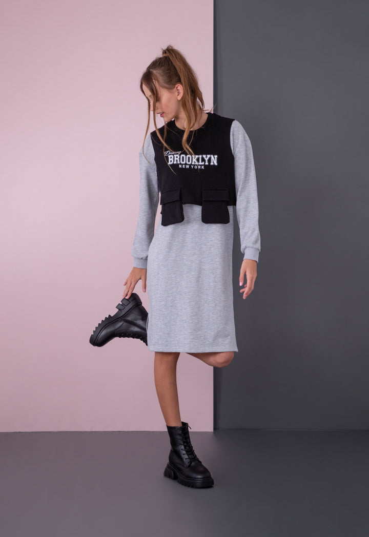 Embroidered Sleeveless Top And Dress Set