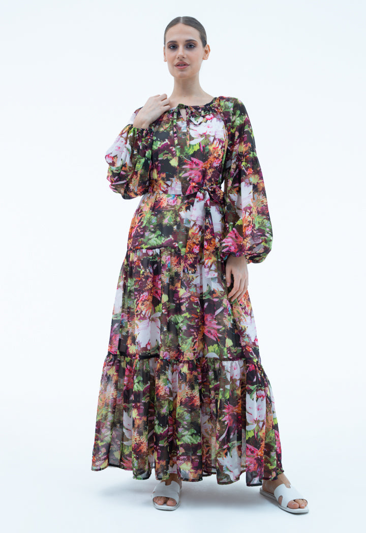 Allover Printed Tiered Maxi Dress