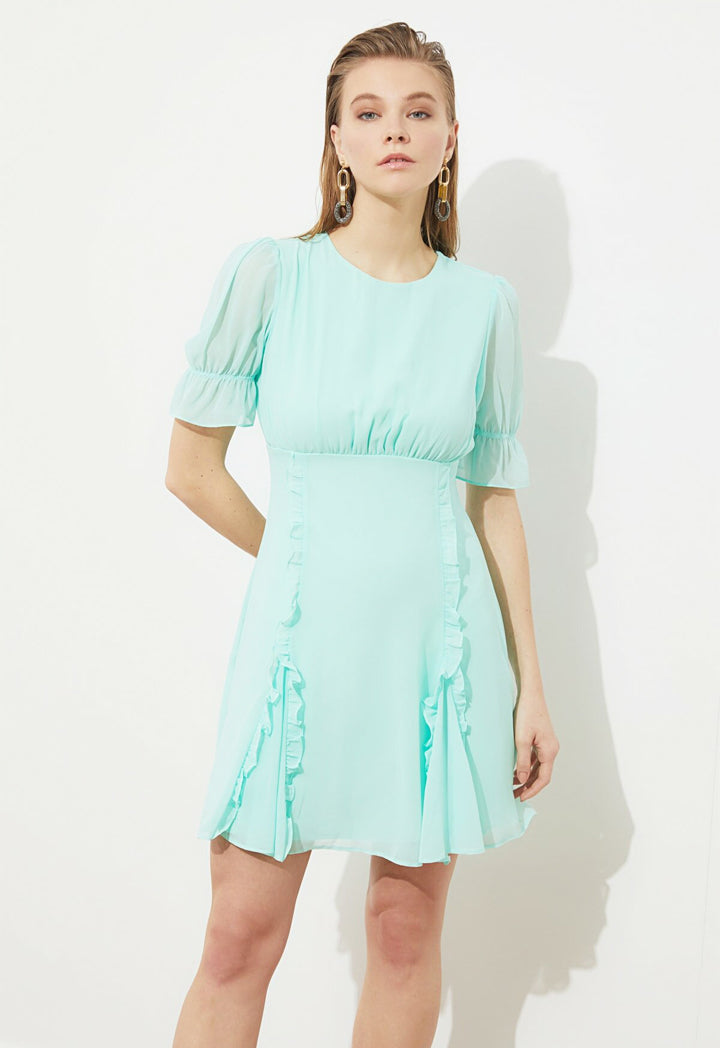 Ruffle Detailed Chiffon Dress