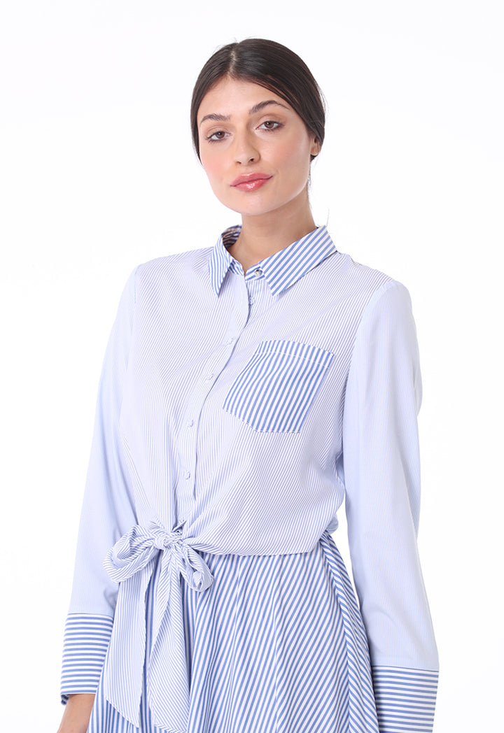 Self Tie Waist Striped Dress