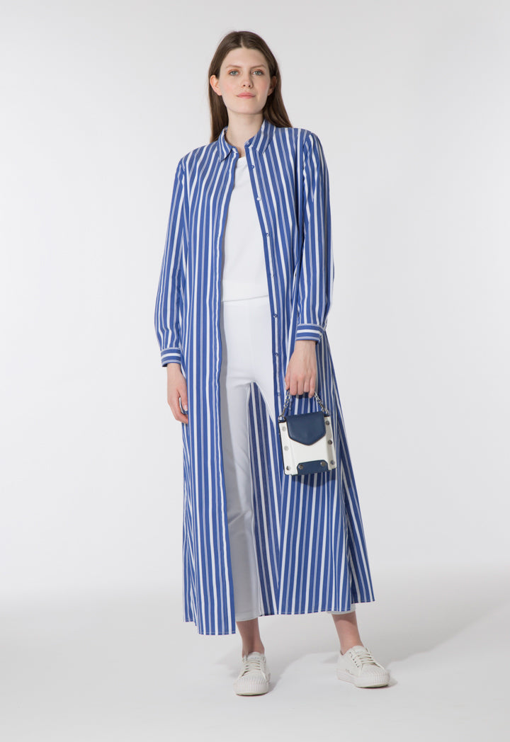 Indigo Striped Shirt Dress