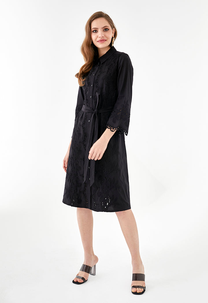 Schiffli Pattern Shirt Dress