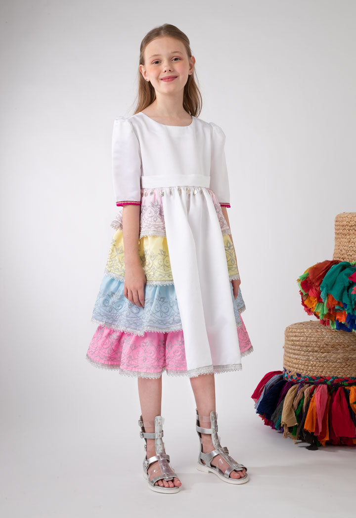 Jacquard Lurex Side Tiered Dress
