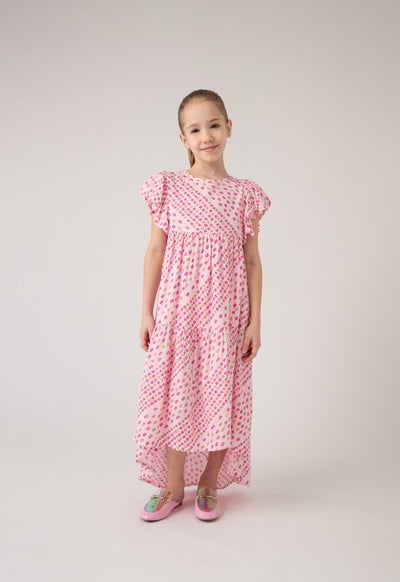 Print All Over Ruffle Sleeve Dress
