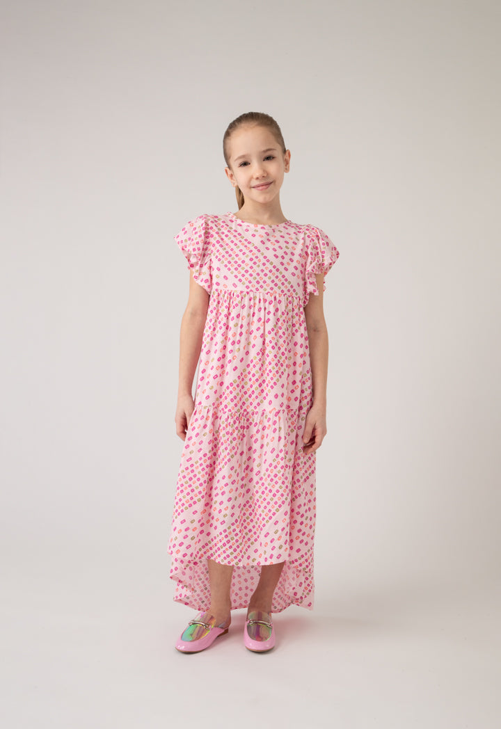 Print All Over Ruffle Sleeve Dress