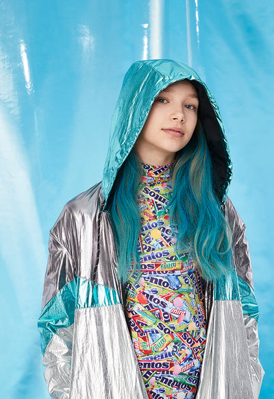 Hooded Metallic Windbreaker Jacket