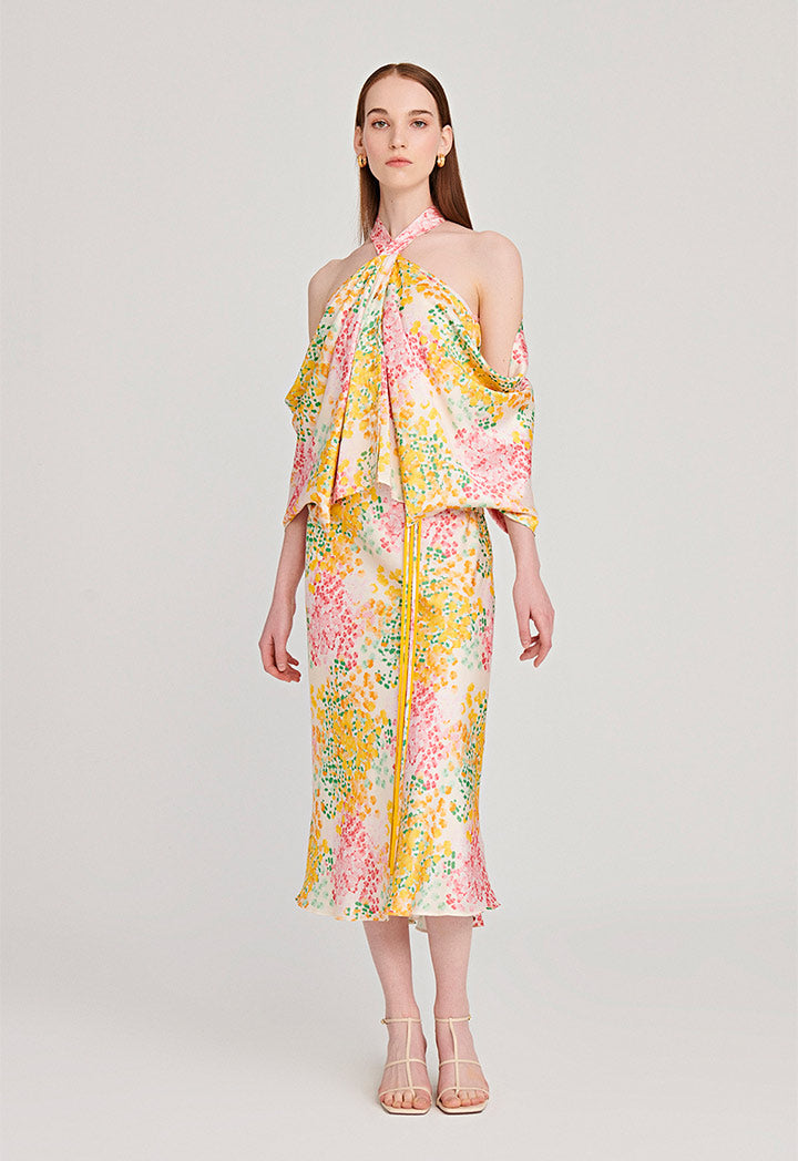 Halter Neck Style Printed Blouse