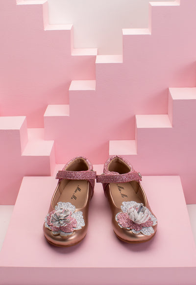 Shimmer Floral Flat Shoes