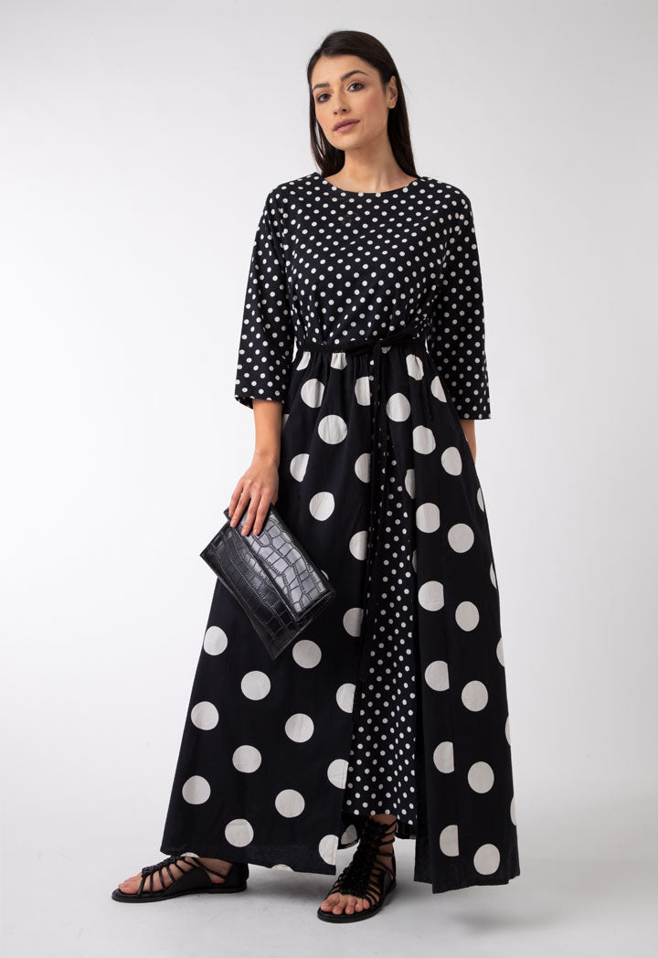 Laced Overlay Polka Skirt Dress