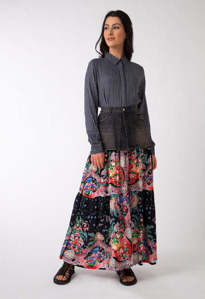 Stripe With Floral Print Dress
