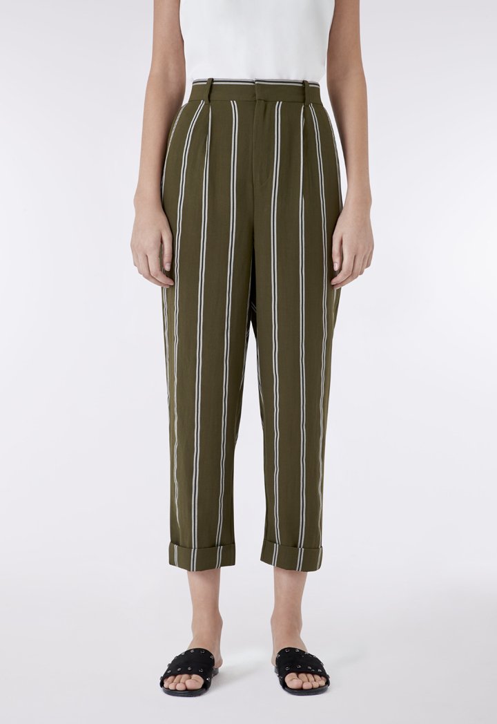 Striped Folded Hem Trouser
