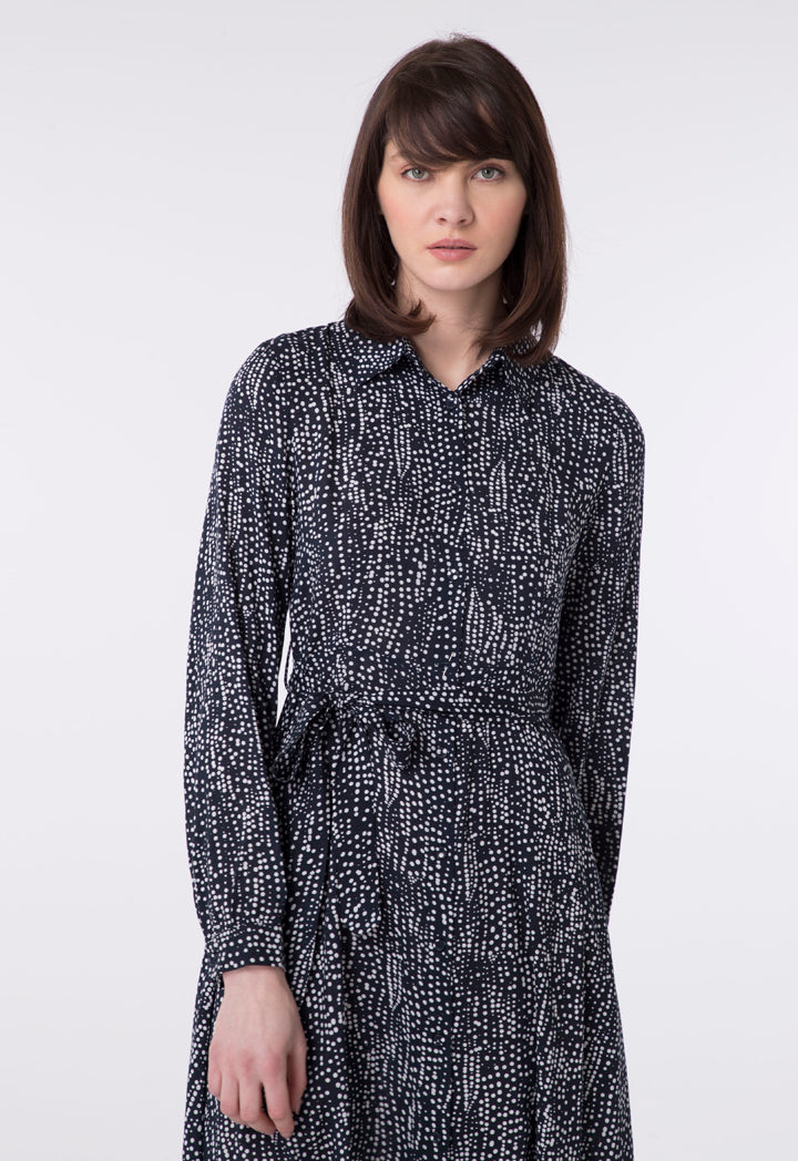 Polka Dot Print Maxi Shirt Dress