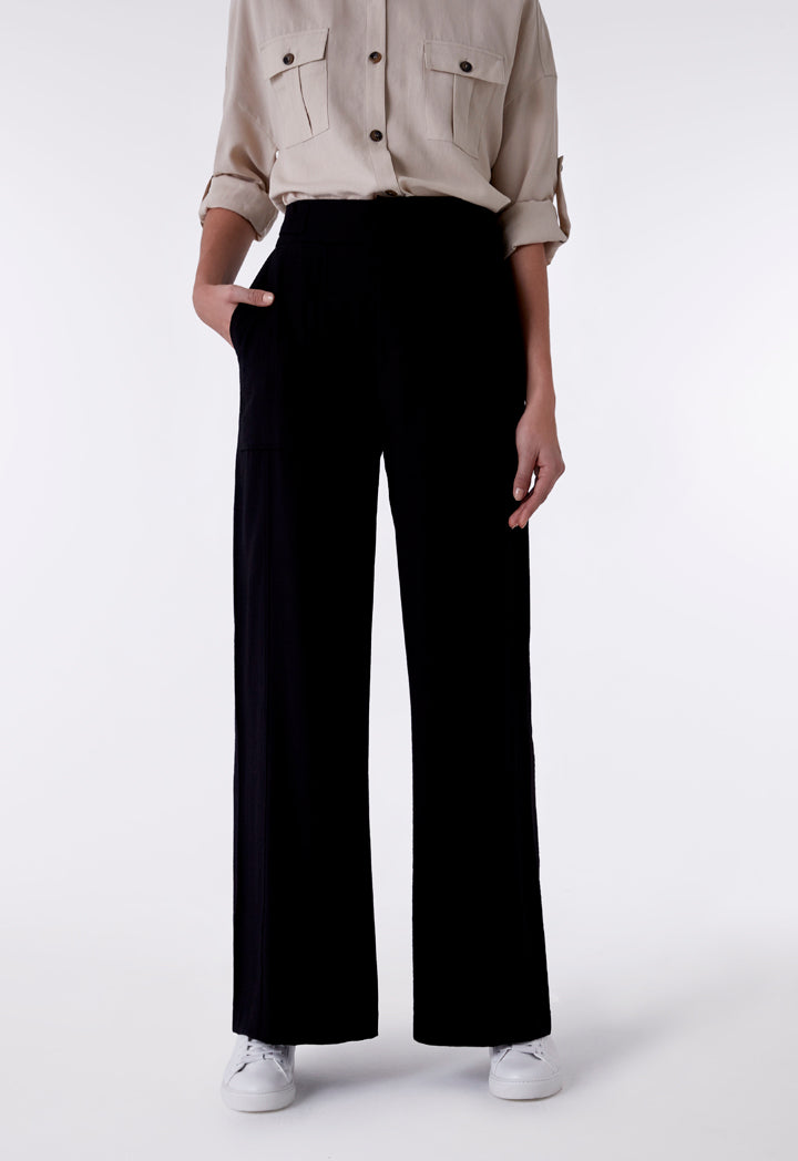 Side Tab Wide Leg Trouser