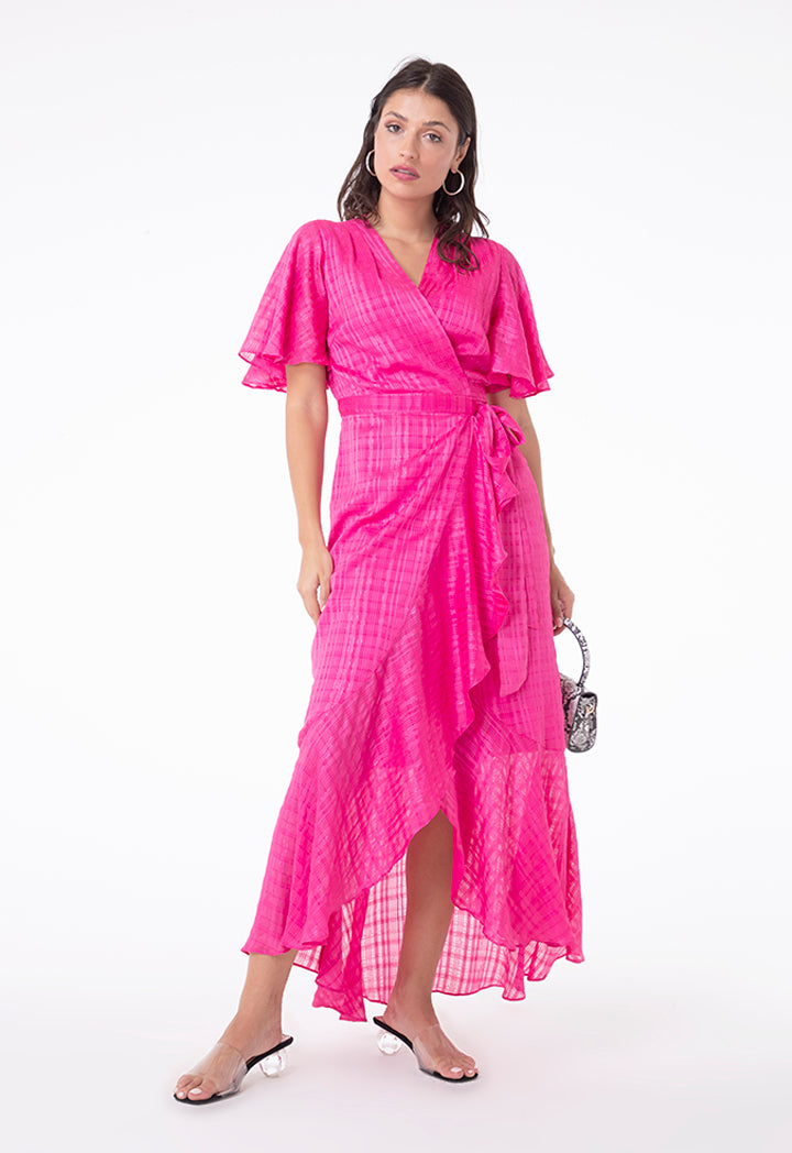 Lurex Stripe Wrap Dress