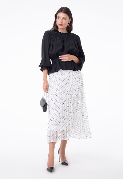 Dotted Pleated Skirt