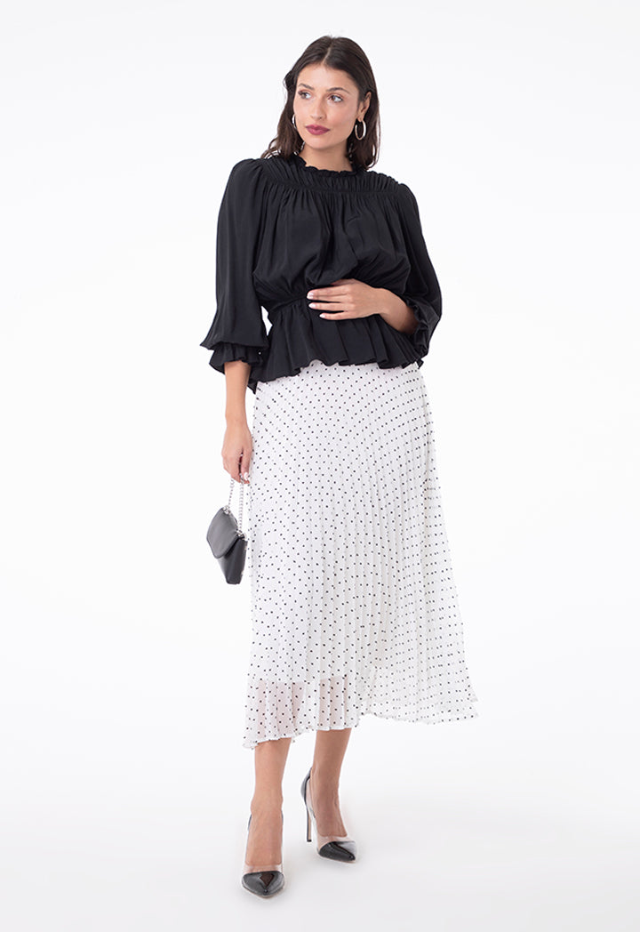 Dotted Pleated Skirt