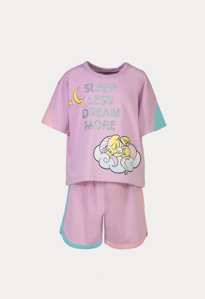 My Little Pony Glittery Rubber Print Tops And Bottoms Pajama Set