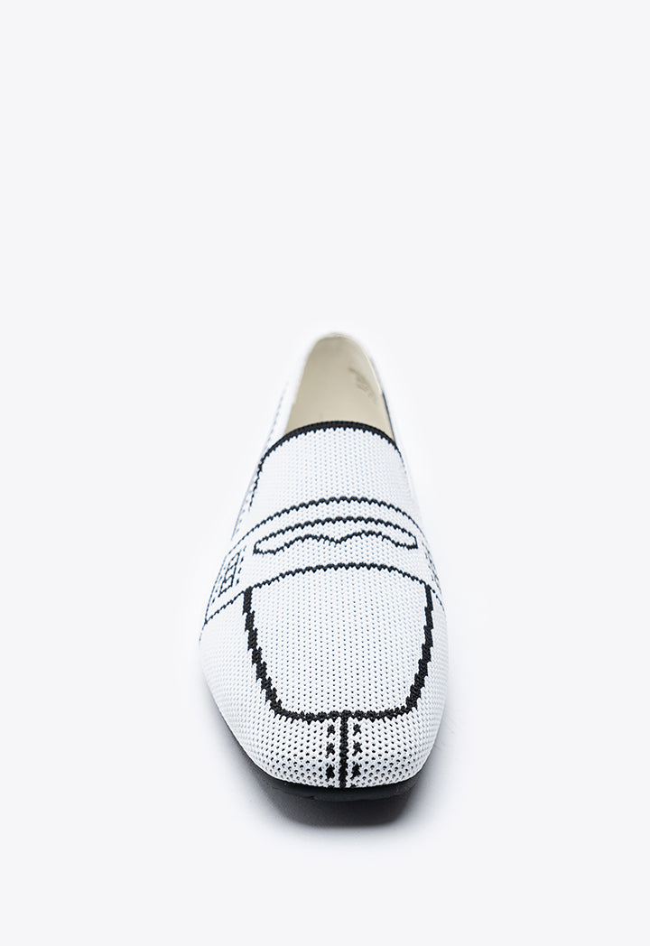 Pattern Texture Fly Nit Loafer Shoes