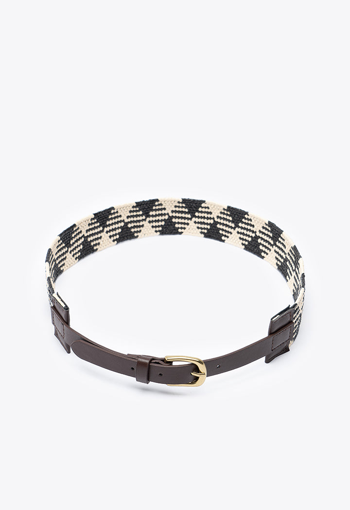 Glossy Raffia Elastic Belt