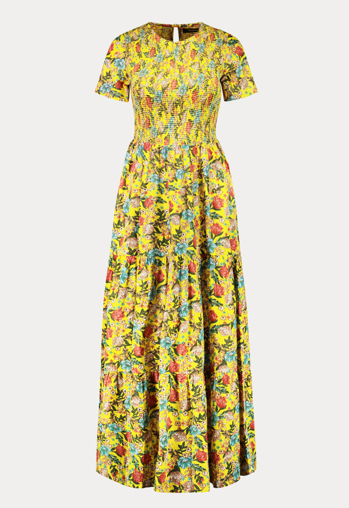 Floral Print Shirring Detail Dress