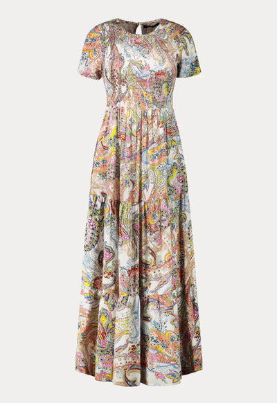 Shearing Details Printed Dress