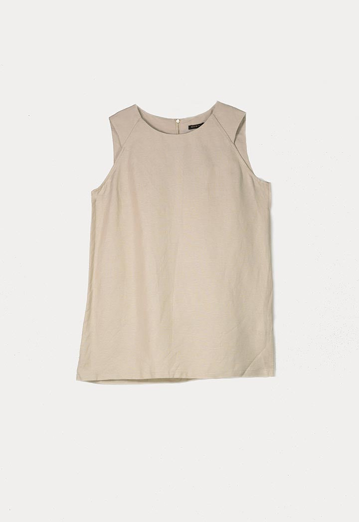 Top Linen Solid Blouse - Fresqa