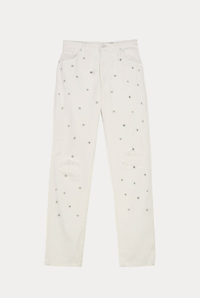 Embellished Ripped Jeans - Fresqa