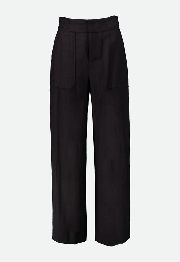 Side Tab Wide Leg Trouser