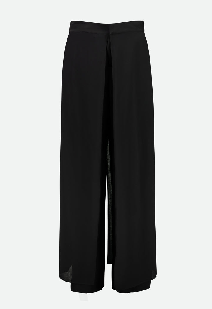 Sheer Overlay Wide Leg Trouser