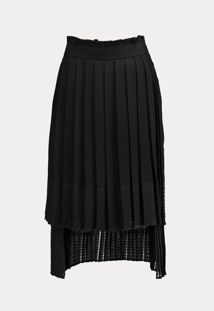 Pleated High Low Skirt