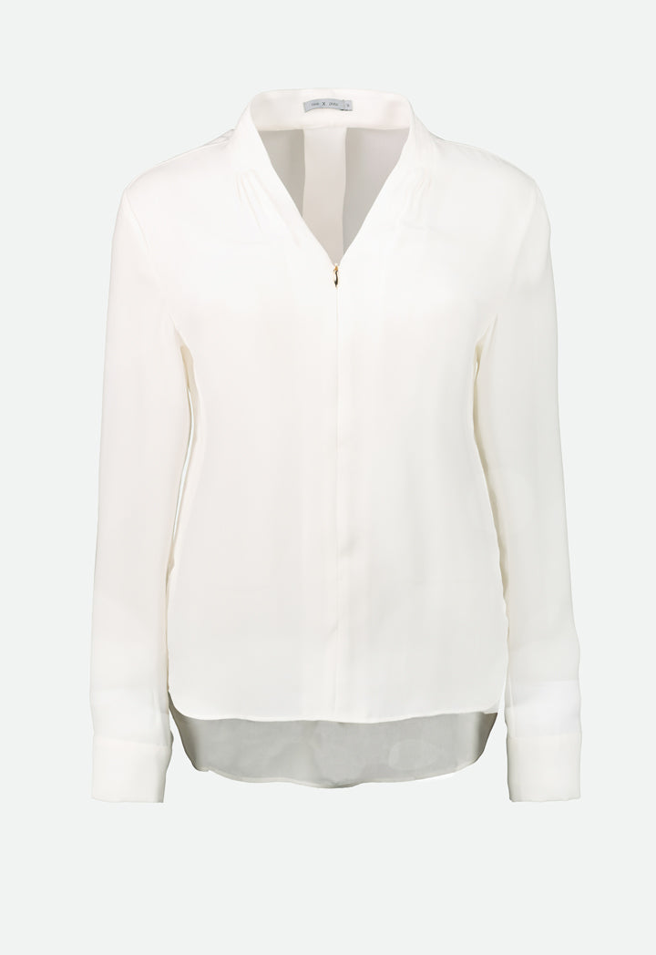 Off White V-Neck Viscose Blouse