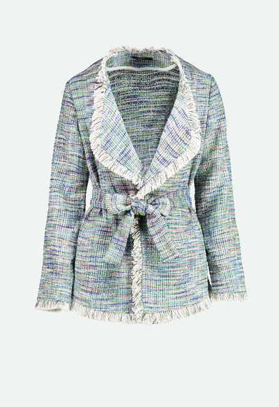 Multicolor Fringe Edge Tweed Jacket