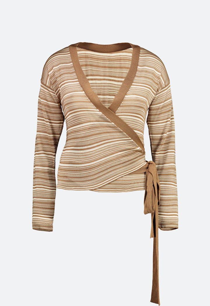 Striped Knitted Wrap Outerwear