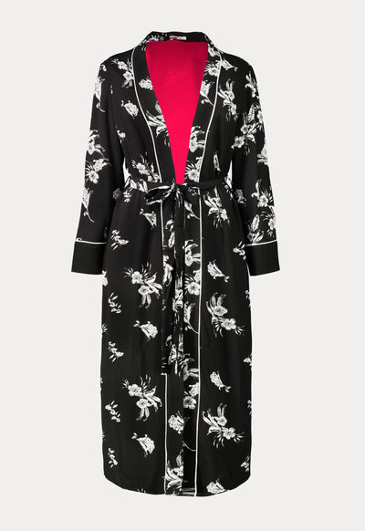 Floral Print Belted Kimono