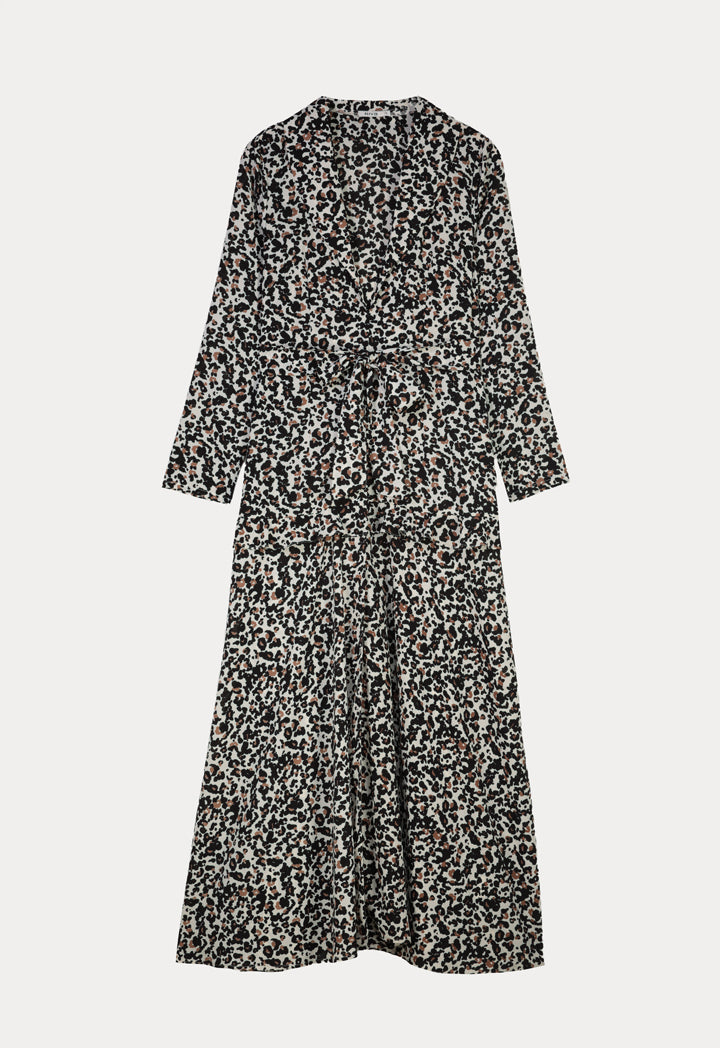 Shawl Collar Printed Maxi Abaya