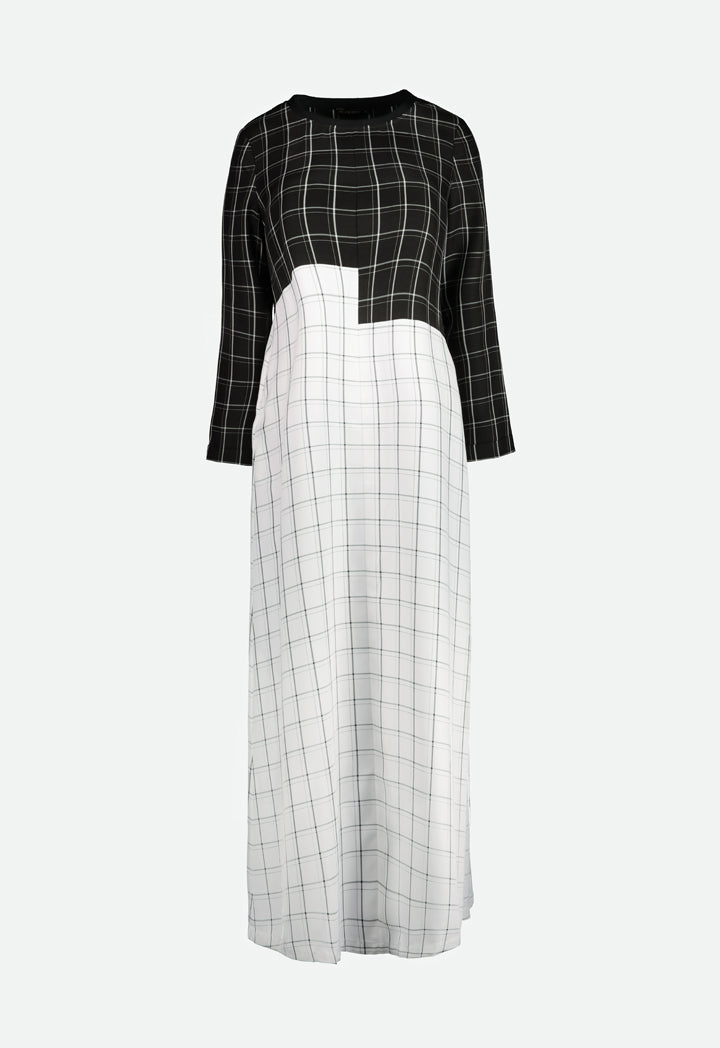 Color Block Plaid Dress - Fresqa