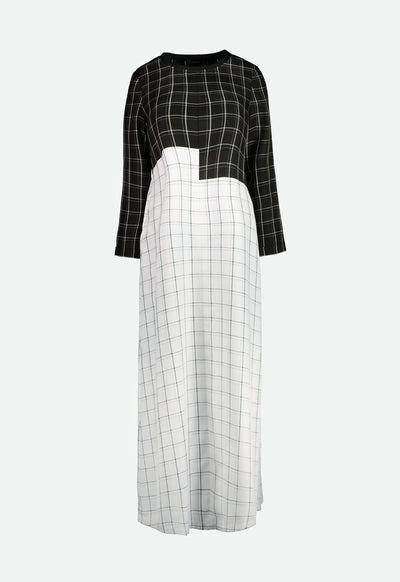 Color Block Plaid Dress - Fresqa