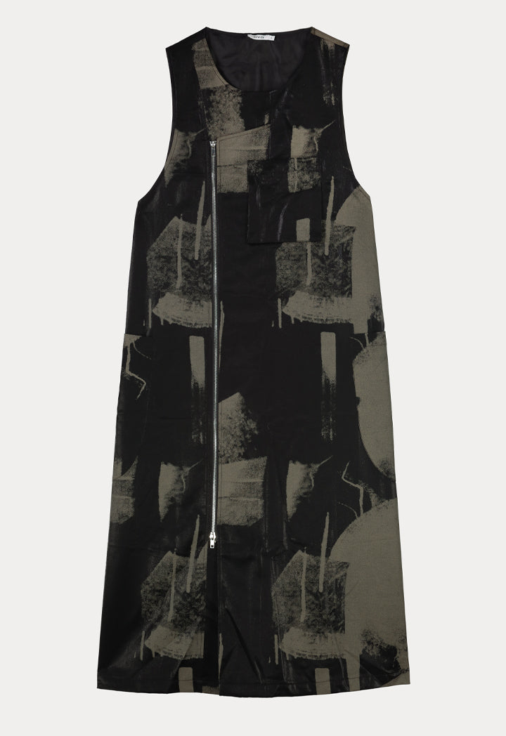 Abstract Printed Shimmery Long Dress