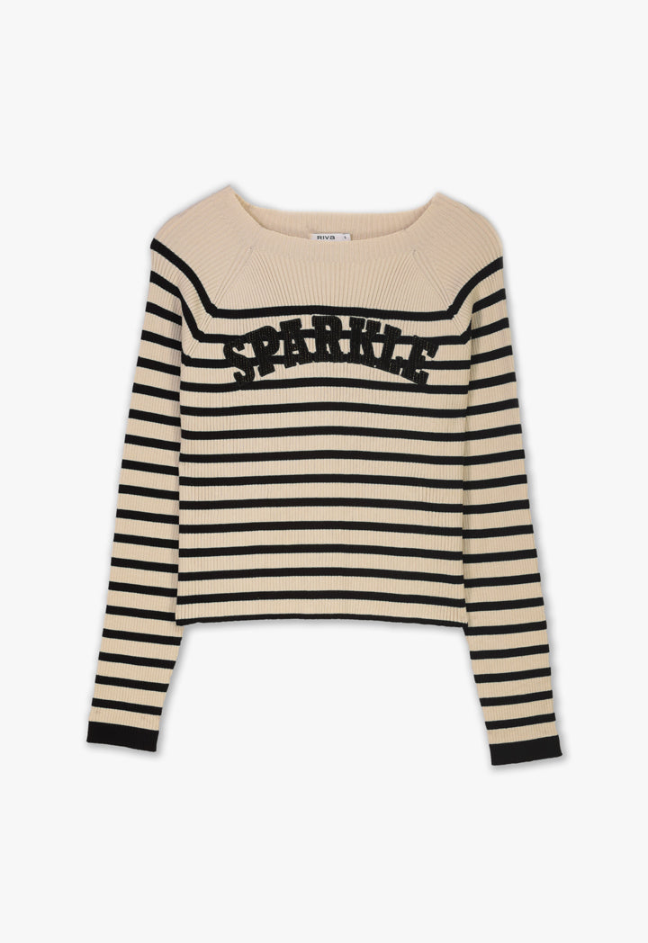Sparkle Knitted Striped Pullover Blouse