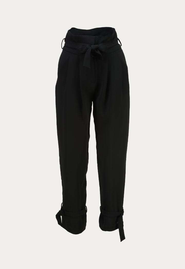 Wide Waistband Solid Pegged Trouser