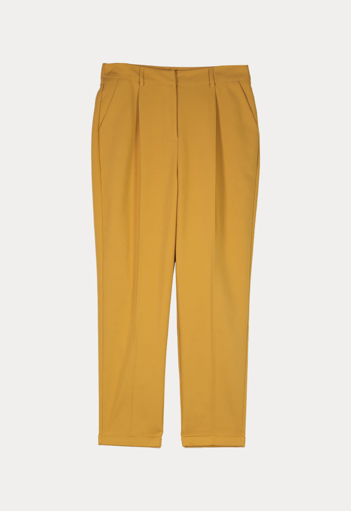 Folded Hem Solid Pegged Trouser