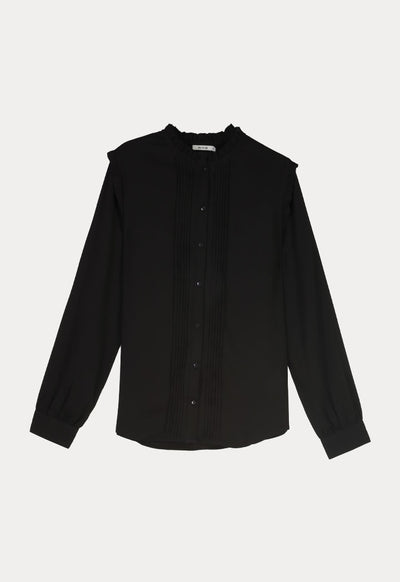 Pleated Ruffle Classic Solid Shirt