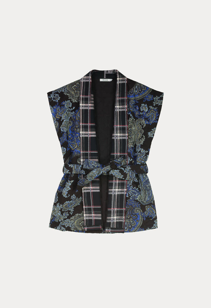 Plaid Continuous Collar Quilted Outerwear