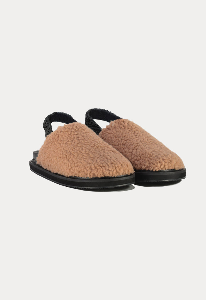 Faux Fur Vamp Slingback Mules Sandals