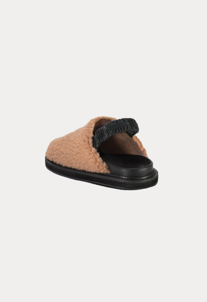Faux Fur Vamp Slingback Mules Sandals