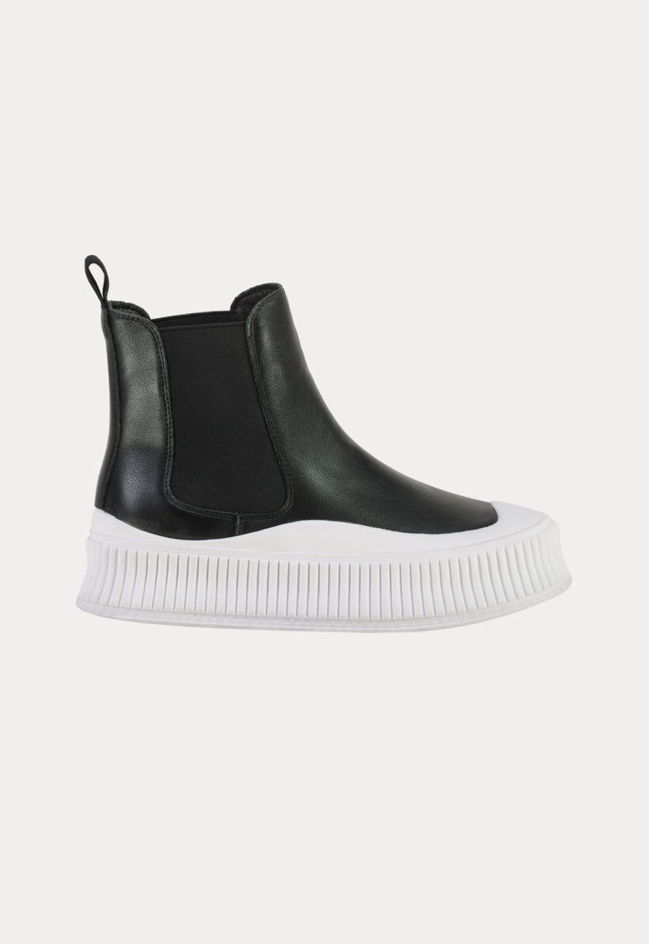 Ribbed Elastic Goring Ankle Boots