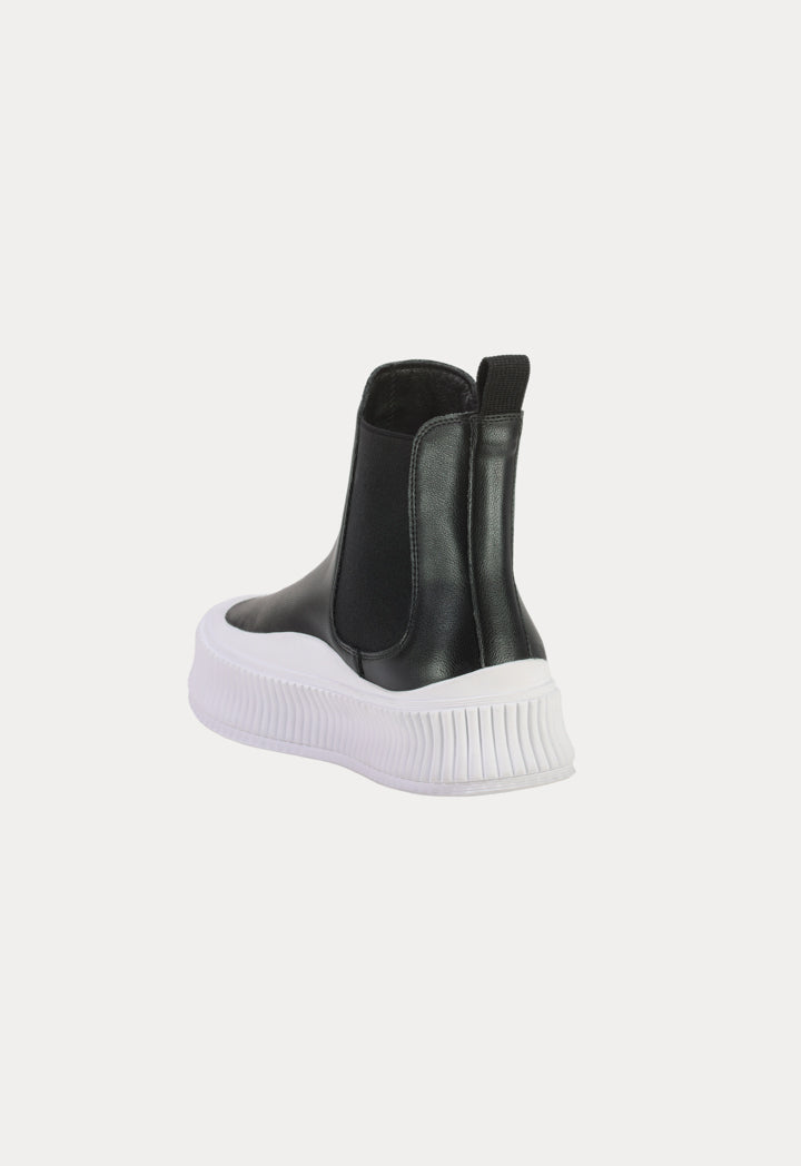 Ribbed Elastic Goring Ankle Boots