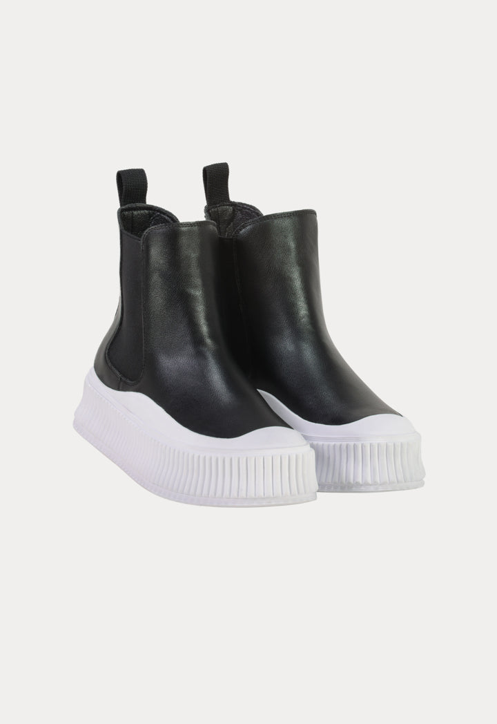 Ribbed Elastic Goring Ankle Boots